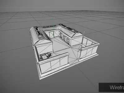 Barrack police station Low-poly 3D model