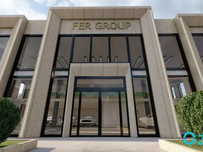 Modern Car Gallery  Office Building 3D model