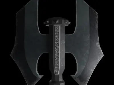 Two-faced Great axe Low-poly 3D model