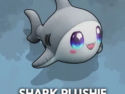 Shark Plushie Cartoon Chibi PBR Low-poly 3D model