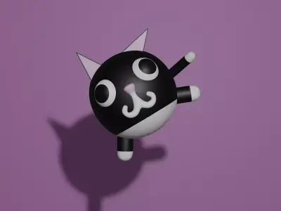 Ball Cat Blender Rigged Free 3D model