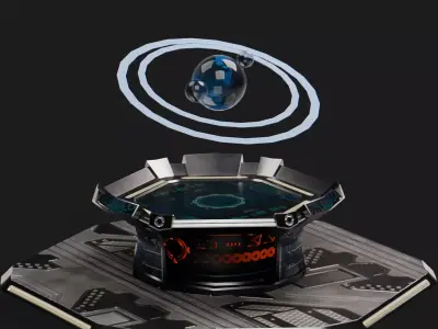 Sci-fi Command Center Table Low-poly 3D model