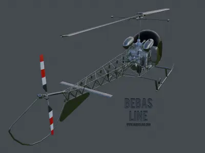 Lowpoly Bell H-13 Sioux Low-poly 3D model