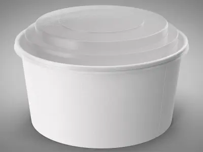 Paper Food Bowl with Clear Lid for Soup for Salad 32 Oz 1000 ml Mockup 3D model