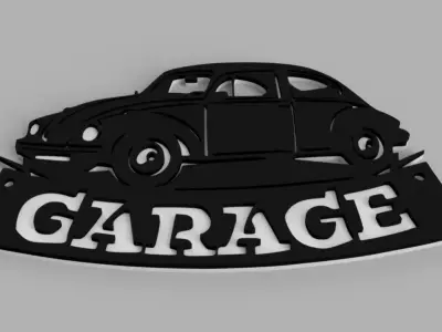 VOLKSWAGEN BEETLE FUSCA VOCHO VW LOGO Garage Wall Picture 3D print model