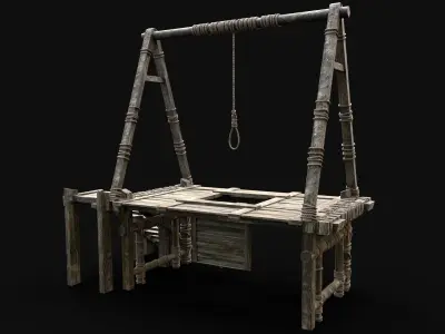 GALLOWS HANGING EXECUTION TORTURE TORMENT DEATH CONSTRUCTION Low-poly 3D model