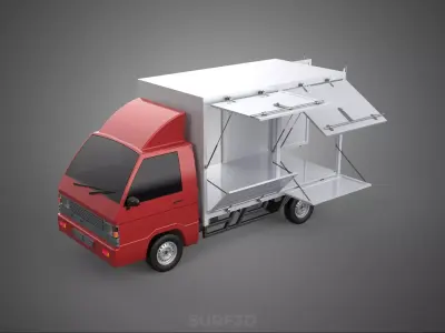 EMPTY SHIPMENT CUBE VAN BOX TRUCK PICKUP VEHICLE TRANSPORT CAR 3D model