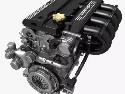 Car 4 Cylinder Engine 02 3D model