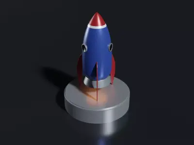 Cartoon Rocket Ship Low-poly 3D model
