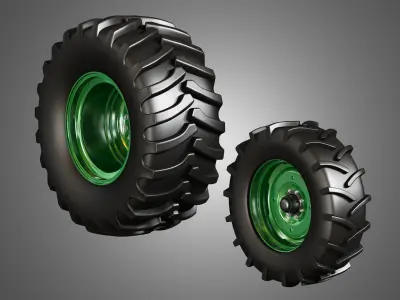 Tractor Tires and Rims - T03 3D model