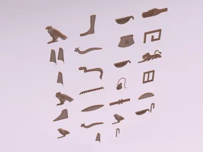 Egyptian Symbols - 002 Low-poly 3D model