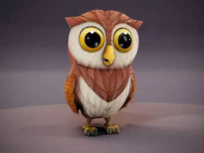 Cartoon Owl 3D Model Low-poly 3D model