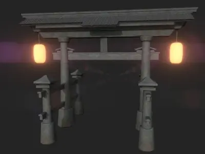 Japanese Shrine Gate Torri Low-poly 3D model