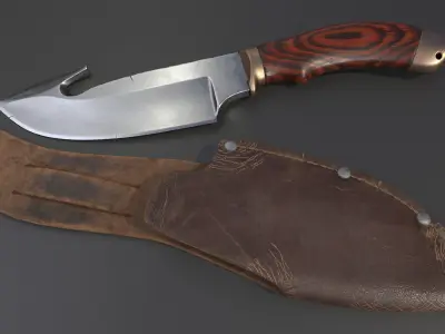 Survival Hunting Knife with Sheath Low-poly 3D model