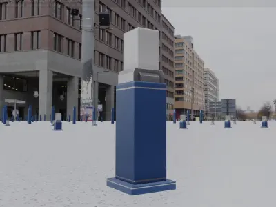 Street Light 8 Bollard 500mm Futuristic Blue Version 3 Low-poly 3D model