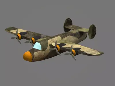 Bomber B25 Low Poly 3d Model Low-poly 3D model