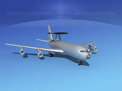 Boeing E-3B AWACS Bare Metal 3D model