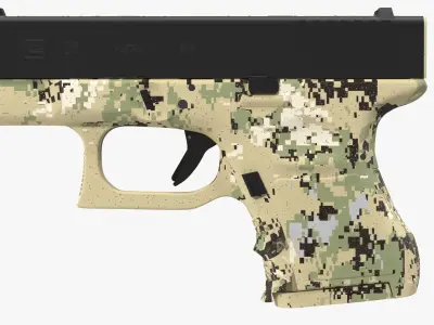 Glock 26 Camouflage Green Low-poly 3D model