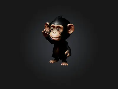 Cartoon Chimpanzee Low-poly 3D model