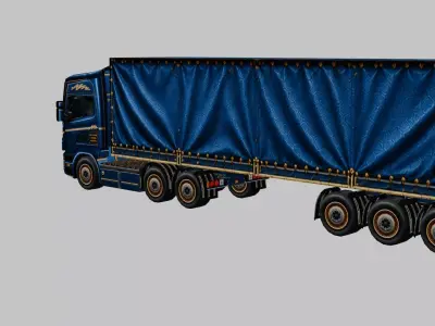 Cargo Semi Truck 3D Model 02 Low-poly 3D model