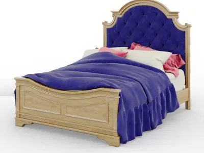 Magnolia Manor Antique White Queen Upholstered Panel Bed 3D model