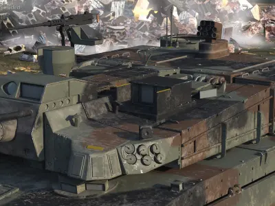 Korean Tank K2 Camouflage Color Dirty Rigged 3D model