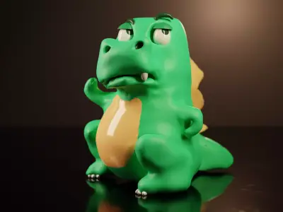 Komo Dinosaur 3D Model Inspired from Whatsapp Sticker Low-poly 3D model
