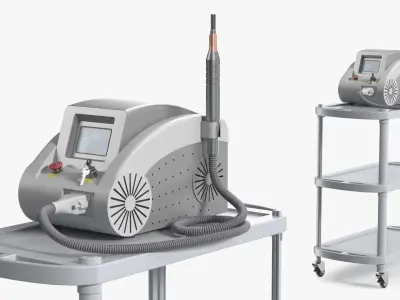 F-Beauty Tattoo Removal Laser Grey on Medical Cart 3D model