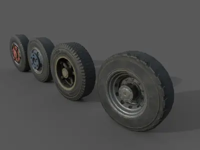 Truck wheels Low-poly 3D model