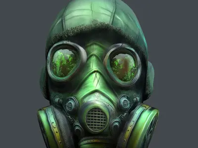 Gas mask helmet 3d model military combat fantasy cyborg Low-poly 3D model