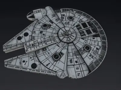 Millennium Falcon with Interior Star Wars 3D Model Low-poly 3D model