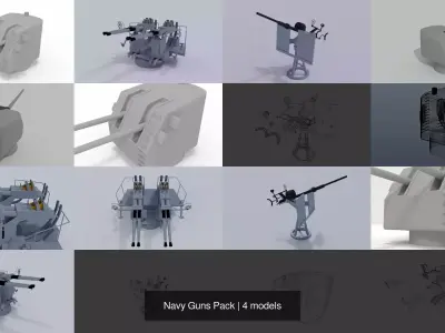 Navy Guns Pack 3D Model Collection