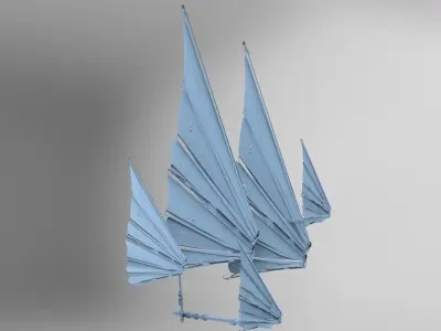  Khan Ocean BattleShip Sails  Low-poly 3D model