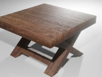 Table Made out of Wood Free low-poly 3D model