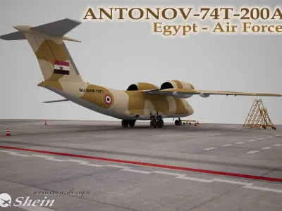 Antonov-74T-200A Egypt - Air Force Low-poly 3D model Low-poly 3D model