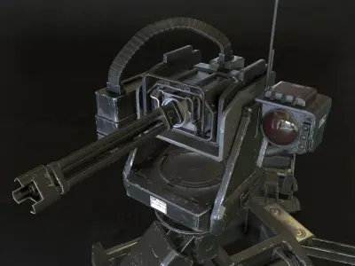 Turret Sentry Game Ready PBR Textures Low-poly 3D model