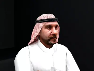 Traditional arab man qatar from dubaii posed standing 3D model 3D model