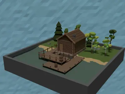 LowPoly Fishermans Hut Low-poly 3D model