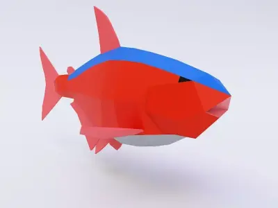Neon tetra fish low poly 3d model  Low-poly 3D model