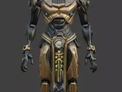 Futuristic Cyberpunk Anubis Statue Low-poly 3D model purchase