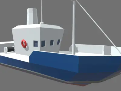 Low Poly Fishing Boat 01 Low-poly 3D model