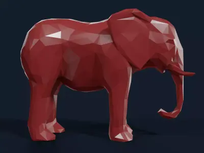 Low Poly Elephant polygonal Low-poly 3D model