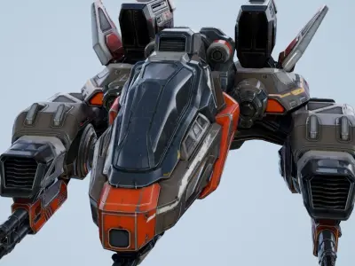 Corvette Spaceship - game model Low-poly 3D model