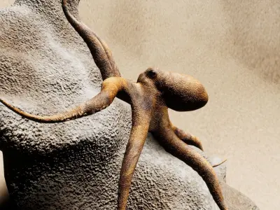 Octopus rigged animated gqp Low-poly 3D model