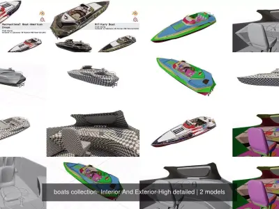 boats collection- Interior And Exterior-High detailed 3D Model Pack