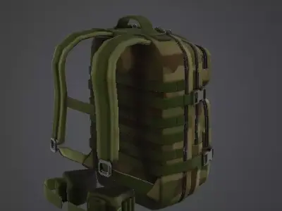 Low Poly Tactical Camouflage Military Backpack Low-poly 3D model