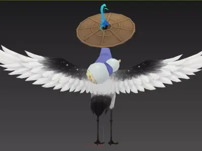 immortal crane Low-poly 3D model