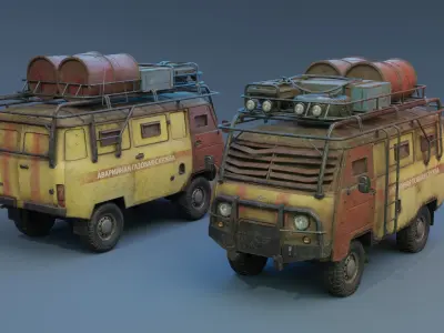 Post Apocalyptic UAZ Free low-poly 3D model