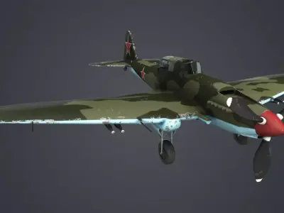 Low Poly Ilyushin IL-2 Shturmovik Low-poly 3D model