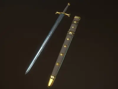 Royal Sword with scabbard Low-poly 3D model